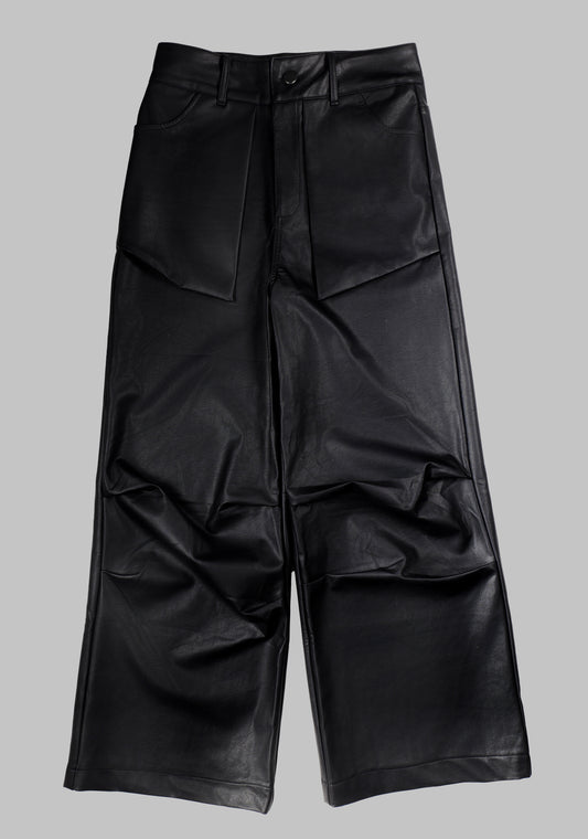 Quần da ống rộng unisex
